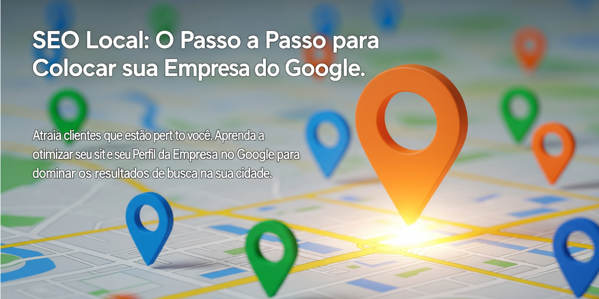 Um mapa com um pino de localização gigante, simbolizando o destaque de uma empresa nas buscas locais