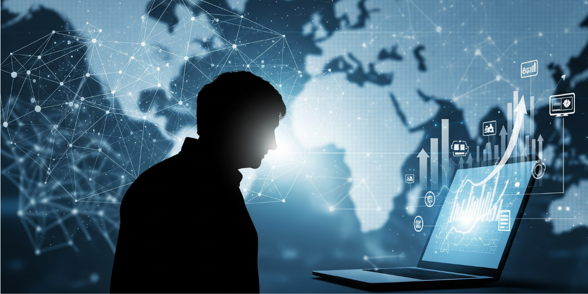 Uma loja física com a porta fechada e uma placa 'Aberto Online', simbolizando a necessidade da presença digital